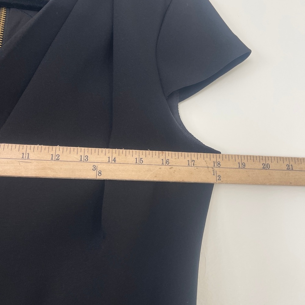 DKNY Women's Black Cap Sleeve Sheath Dress with Gold Belt & Zipper Detail Size 6 - Picture 8 of 9